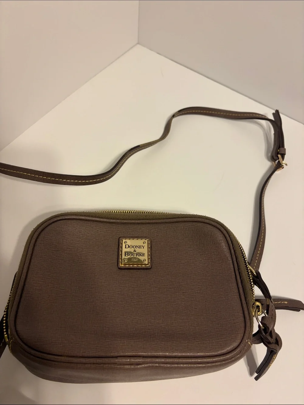 Dooney & Bourke Brown Saffiano Crossbody - Picture 1 of 10